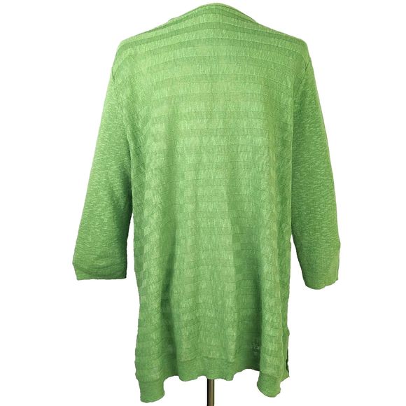 J Jill Womens LG Apple Green Linen Cotton V-neck Pullover Tunic Sweater - Picture 4 of 7